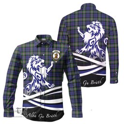 ScotsTee Shop Scottish Baird Modern Clan Crest Tartan Alba Gu Brath Regal Lion Emblem Long Sleeve Shirt
