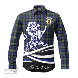 ScotsTee Shop Scottish Baird Modern Clan Crest Tartan Alba Gu Brath Regal Lion Emblem Long Sleeve Shirt