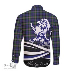 ScotsTee Shop Scottish Baird Modern Clan Crest Tartan Alba Gu Brath Regal Lion Emblem Long Sleeve Shirt