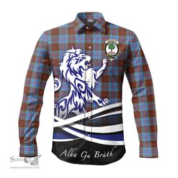 ScotsTee Shop Scottish Anderson Modern Clan Crest Tartan Alba Gu Brath Regal Lion Emblem Long Sleeve Shirt