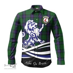 ScotsTee Shop Scottish Armstrong Clan Crest Tartan Alba Gu Brath Regal Lion Emblem Long Sleeve Shirt