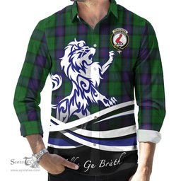 ScotsTee Shop Scottish Armstrong Clan Crest Tartan Alba Gu Brath Regal Lion Emblem Long Sleeve Shirt