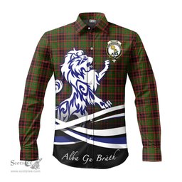 ScotsTee Shop Scottish Buchan Modern Clan Crest Tartan Alba Gu Brath Regal Lion Emblem Long Sleeve Shirt