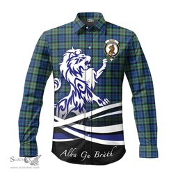ScotsTee Shop Scottish Baird Ancient Clan Crest Tartan Alba Gu Brath Regal Lion Emblem Long Sleeve Shirt