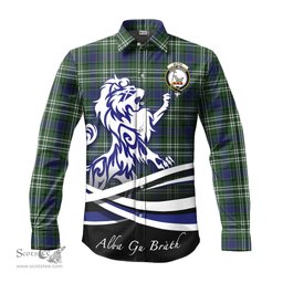 ScotsTee Shop Scottish Blyth Clan Crest Tartan Alba Gu Brath Regal Lion Emblem Long Sleeve Shirt