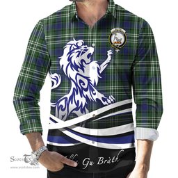 ScotsTee Shop Scottish Blyth Clan Crest Tartan Alba Gu Brath Regal Lion Emblem Long Sleeve Shirt