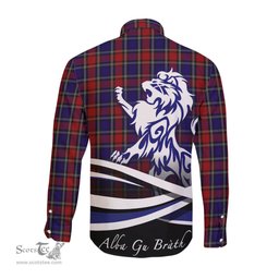 ScotsTee Shop Scottish Clark Red Clan Crest Tartan Alba Gu Brath Regal Lion Emblem Long Sleeve Shirt