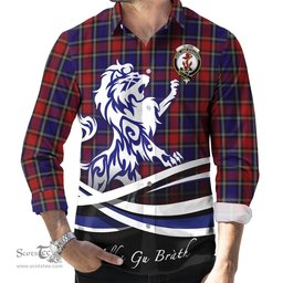 ScotsTee Shop Scottish Clark Red Clan Crest Tartan Alba Gu Brath Regal Lion Emblem Long Sleeve Shirt