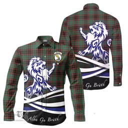 ScotsTee Shop Scottish Buchan Ancient Clan Crest Tartan Alba Gu Brath Regal Lion Emblem Long Sleeve Shirt