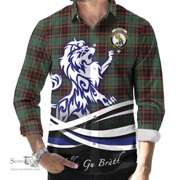 ScotsTee Shop Scottish Buchan Ancient Clan Crest Tartan Alba Gu Brath Regal Lion Emblem Long Sleeve Shirt
