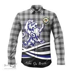 ScotsTee Shop Scottish Douglas Grey Modern Clan Crest Tartan Alba Gu Brath Regal Lion Emblem Long Sleeve Shirt