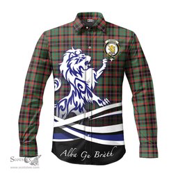 ScotsTee Shop Scottish Cumming Hunting Ancient Clan Crest Tartan Alba Gu Brath Regal Lion Emblem Long Sleeve Shirt