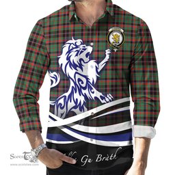 ScotsTee Shop Scottish Cumming Hunting Ancient Clan Crest Tartan Alba Gu Brath Regal Lion Emblem Long Sleeve Shirt