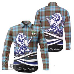 ScotsTee Shop Scottish Anderson Ancient Clan Crest Tartan Alba Gu Brath Regal Lion Emblem Long Sleeve Shirt