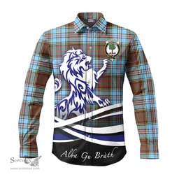 ScotsTee Shop Scottish Anderson Ancient Clan Crest Tartan Alba Gu Brath Regal Lion Emblem Long Sleeve Shirt