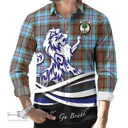 ScotsTee Shop Scottish Anderson Ancient Clan Crest Tartan Alba Gu Brath Regal Lion Emblem Long Sleeve Shirt