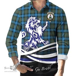 ScotsTee Shop Scottish Fergusson Ancient Clan Crest Tartan Alba Gu Brath Regal Lion Emblem Long Sleeve Shirt