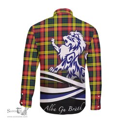 ScotsTee Shop Scottish Buchanan Modern Clan Crest Tartan Alba Gu Brath Regal Lion Emblem Long Sleeve Shirt