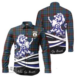 ScotsTee Shop Scottish Fraser Hunting Ancient Clan Crest Tartan Alba Gu Brath Regal Lion Emblem Long Sleeve Shirt