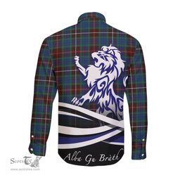 ScotsTee Shop Scottish Fraser Hunting Ancient Clan Crest Tartan Alba Gu Brath Regal Lion Emblem Long Sleeve Shirt
