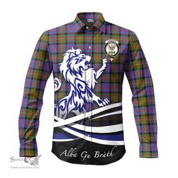 ScotsTee Shop Scottish Carnegie Ancient Clan Crest Tartan Alba Gu Brath Regal Lion Emblem Long Sleeve Shirt