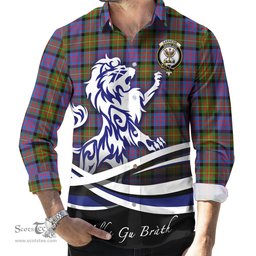 ScotsTee Shop Scottish Carnegie Ancient Clan Crest Tartan Alba Gu Brath Regal Lion Emblem Long Sleeve Shirt