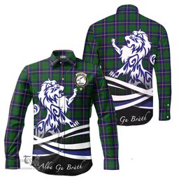 ScotsTee Shop Scottish Carmichael Modern Clan Crest Tartan Alba Gu Brath Regal Lion Emblem Long Sleeve Shirt