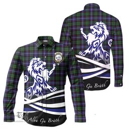 ScotsTee Shop Scottish Galbraith Modern Clan Crest Tartan Alba Gu Brath Regal Lion Emblem Long Sleeve Shirt