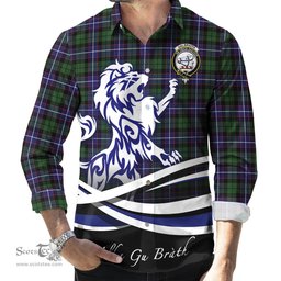 ScotsTee Shop Scottish Galbraith Modern Clan Crest Tartan Alba Gu Brath Regal Lion Emblem Long Sleeve Shirt