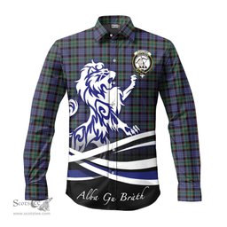 ScotsTee Shop Scottish Fletcher Modern Clan Crest Tartan Alba Gu Brath Regal Lion Emblem Long Sleeve Shirt