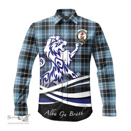 ScotsTee Shop Scottish Clark Ancient Clan Crest Tartan Alba Gu Brath Regal Lion Emblem Long Sleeve Shirt