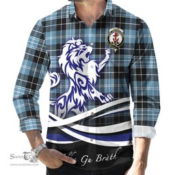 ScotsTee Shop Scottish Clark Ancient Clan Crest Tartan Alba Gu Brath Regal Lion Emblem Long Sleeve Shirt