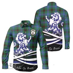 ScotsTee Shop Scottish Davidson Ancient Clan Crest Tartan Alba Gu Brath Regal Lion Emblem Long Sleeve Shirt