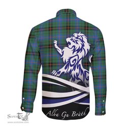 ScotsTee Shop Scottish Davidson Ancient Clan Crest Tartan Alba Gu Brath Regal Lion Emblem Long Sleeve Shirt