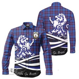 ScotsTee Shop Scottish Elliot Modern Clan Crest Tartan Alba Gu Brath Regal Lion Emblem Long Sleeve Shirt