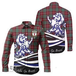 ScotsTee Shop Scottish Crawford Modern Clan Crest Tartan Alba Gu Brath Regal Lion Emblem Long Sleeve Shirt