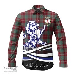 ScotsTee Shop Scottish Crawford Modern Clan Crest Tartan Alba Gu Brath Regal Lion Emblem Long Sleeve Shirt
