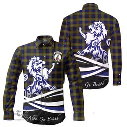 ScotsTee Shop Scottish Clelland Modern Clan Crest Tartan Alba Gu Brath Regal Lion Emblem Long Sleeve Shirt