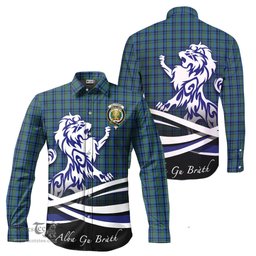 ScotsTee Shop Scottish Falconer Clan Crest Tartan Alba Gu Brath Regal Lion Emblem Long Sleeve Shirt