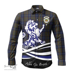 ScotsTee Shop Scottish Douglas Brown Clan Crest Tartan Alba Gu Brath Regal Lion Emblem Long Sleeve Shirt