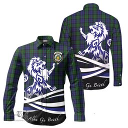 ScotsTee Shop Scottish Dundas Clan Crest Tartan Alba Gu Brath Regal Lion Emblem Long Sleeve Shirt