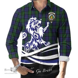 ScotsTee Shop Scottish Dundas Clan Crest Tartan Alba Gu Brath Regal Lion Emblem Long Sleeve Shirt