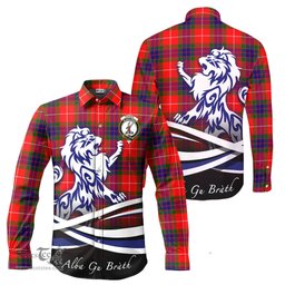 ScotsTee Shop Scottish Fraser Modern Clan Crest Tartan Alba Gu Brath Regal Lion Emblem Long Sleeve Shirt