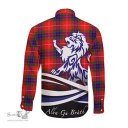 ScotsTee Shop Scottish Fraser Modern Clan Crest Tartan Alba Gu Brath Regal Lion Emblem Long Sleeve Shirt