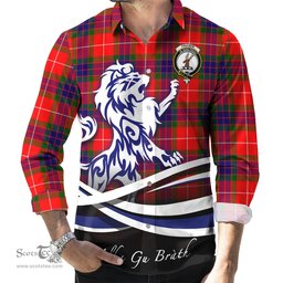 ScotsTee Shop Scottish Fraser Modern Clan Crest Tartan Alba Gu Brath Regal Lion Emblem Long Sleeve Shirt