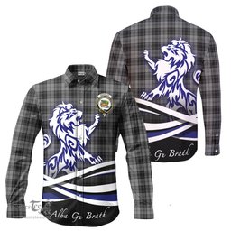 ScotsTee Shop Scottish Douglas Grey Clan Crest Tartan Alba Gu Brath Regal Lion Emblem Long Sleeve Shirt