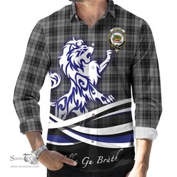 ScotsTee Shop Scottish Douglas Grey Clan Crest Tartan Alba Gu Brath Regal Lion Emblem Long Sleeve Shirt