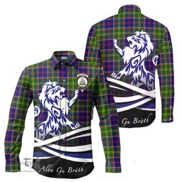 ScotsTee Shop Scottish Dalrymple Clan Crest Tartan Alba Gu Brath Regal Lion Emblem Long Sleeve Shirt