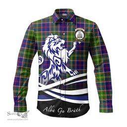 ScotsTee Shop Scottish Dalrymple Clan Crest Tartan Alba Gu Brath Regal Lion Emblem Long Sleeve Shirt