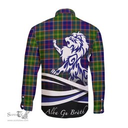 ScotsTee Shop Scottish Dalrymple Clan Crest Tartan Alba Gu Brath Regal Lion Emblem Long Sleeve Shirt